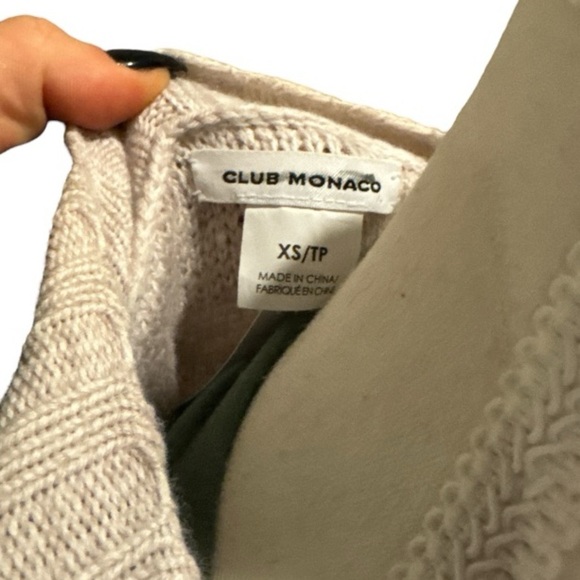 Club Monaco Mahssa Wool Sweater Jacket Size XS Preppy Tweed Fringe - Picture 8 of 8